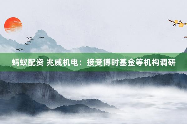 蚂蚁配资 兆威机电：接受博时基金等机构调研